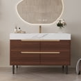 thumbnail image 3 of Bathroom Vanity 35.4" Farmhouse Free-standing Sintered Stone Bathroom Vanity with Undermount Sink, Waterproof Multi-layer Solid Wood, 4 Drawers Storage, Wall-Mounted,Vanity With Sink, 3 of 21