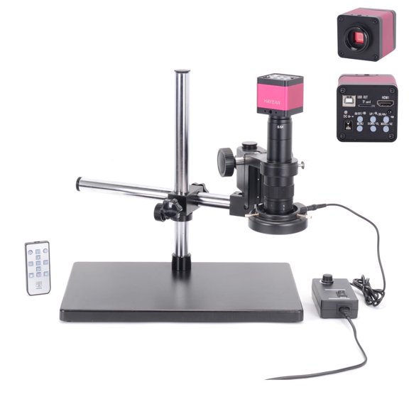 Hayear 1/2.3 inch Sensor 1080P 60FPS HD HDMI USB Digital Industry Video Inspection Microscope Camera Set With 180X C-Mount Lens and 60 LED Light,Apply for Adultt