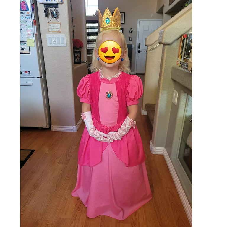 Princess Peach Costume for Adults,Princess Peach Dress for Women, Halloween  Costume Dress Up Outfit with Accessories