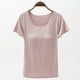 thumbnail image 4 of Camiseta de mujer de manga corta con almohadilla para el pecho de verano, sujetador de color liso, media manga, se puede usar como camisa de fondo, 4 of 5
