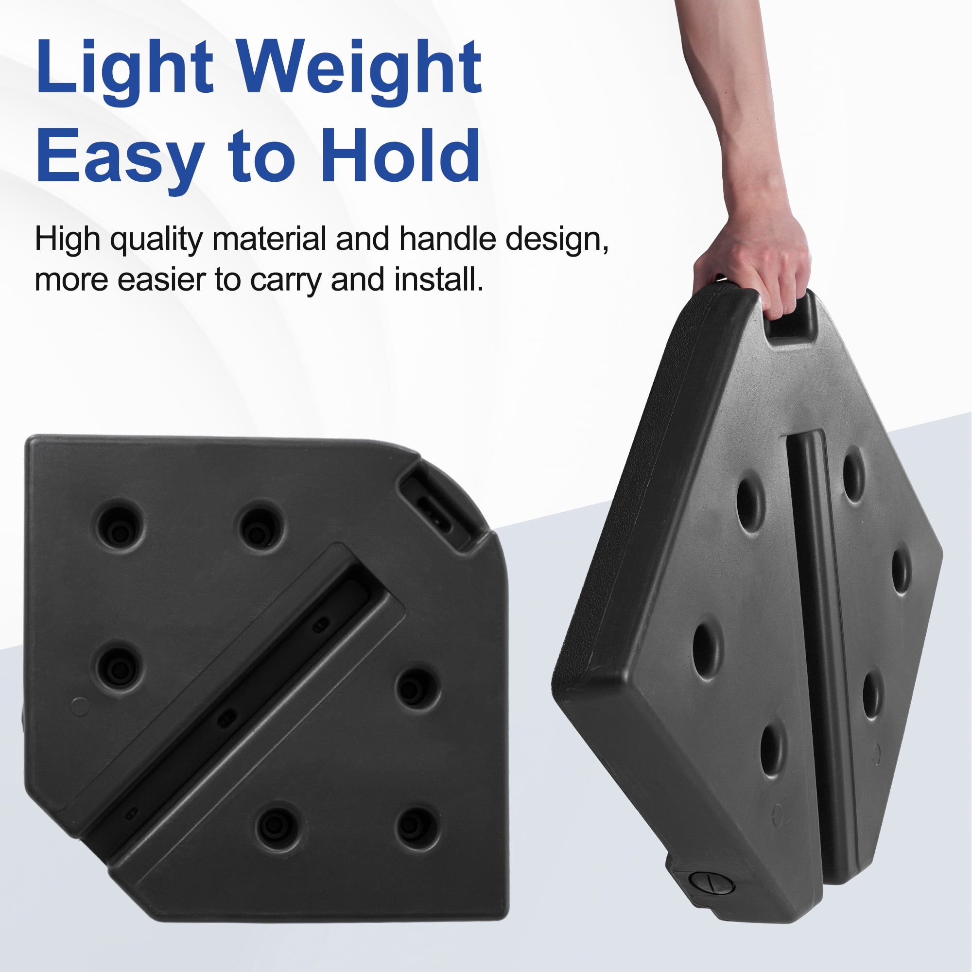 FUNDAZE Heavy Duty Square Umbrella Base Stand – 4-Piece Weighted Holder for Market, Cantilever & Offset Umbrellas, Black