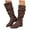 Brown, variant on Women's Knee High Boots Wide Calf Low Heel Slouchy Pointed Toe Riding Booties