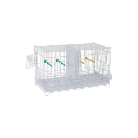 Stackable Breeding Bird Cage with Removable Divider and Tray, Lockable Casters, Divided Center, Ideal for Conure, Macaw, Budgie, Cockatiel, Lovebird, Parakeet & Small Birds
