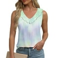 thumbnail image 2 of AherBiu Summer Tops for Women Tie-Dye Tank Top Ruffle V Neck Casual Loose Basic Comfy Top Tees Shirts, 2 of 6