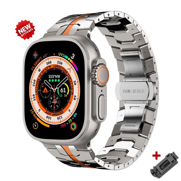 Correa de Metal de lujo para Apple Watch, pulsera de acero inoxidable de Color Ultra titanio para iWatch 8, 7, 6, 5, 4, se, 49mm, 45mm, 44mm, 42