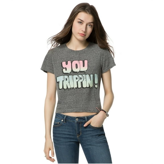 Aeropostale Womens You Trippin' Graphic T-Shirt, Grey, X-Small