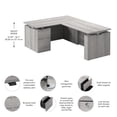 thumbnail image 3 of Scranton & Co Engineered Wood 60W Standing L Desk with File Cabinet in Gray, 3 of 8