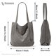 thumbnail image 2 of Tote bag de pana gris con cordón impermeable con cremallera, 2 of 5