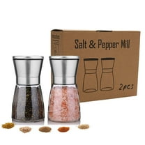 THLKIF Pepper Grinder Salt Grinder, Stainless Steel Pepper Mill w/Adjustable Coarseness, Refillable Salt, Manual Pepper Grinder for Black Peppercorns, Easy Clean (2 Pack)
