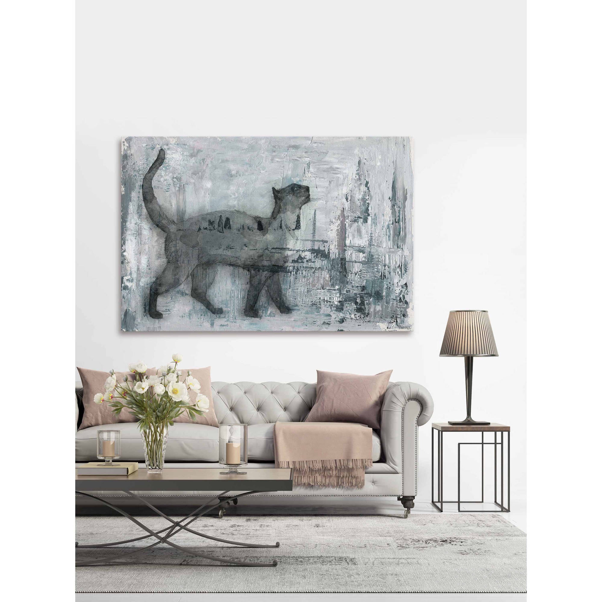 cat prance painting print on wrapped canvas