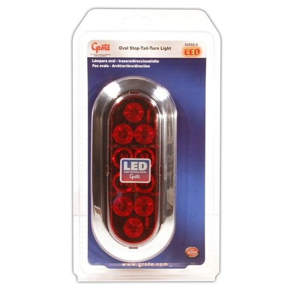 Grote 52592-5 - Stop, Tail, Turn Lamp, Red, LED, Oval, Surface Mount, Retail Pack