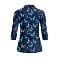 thumbnail image 3 of Uorisanigo Colorful Butterfly Womens Quick Dry Athletic Polo Shirts Size S Versatile Comfortable Women's 3/4 Sleeve Athletic Golf Shirts Fashion Casual Outing Wear Relaxed Pullover, 3 of 7