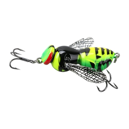 2Pcs Bionic Wasp Topwater Lure Bait Insect Bionic Floating Fishing Lures Hard Artificial Baits with Carbon Steel Treble Hooks for Freshwater Saltwater Bass Pike Walleye