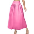 thumbnail image 2 of Women's High Waist Maxi Skirt with Elastic Wide Waistband Loose Fit A Line Long Skirt Casual Solid Flared Hem Design Pink XL, 2 of 6