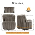 thumbnail image 3 of Swivel Accent Chair, 360° Swivel Barrel Chair Brown, Comfy Fleece Round Swivel Chair with Pillow, High Stretch Foam Swivel Armchair, Swivel Chairs for Living Room, Accent Chairs for Bedroom, 3 of 7
