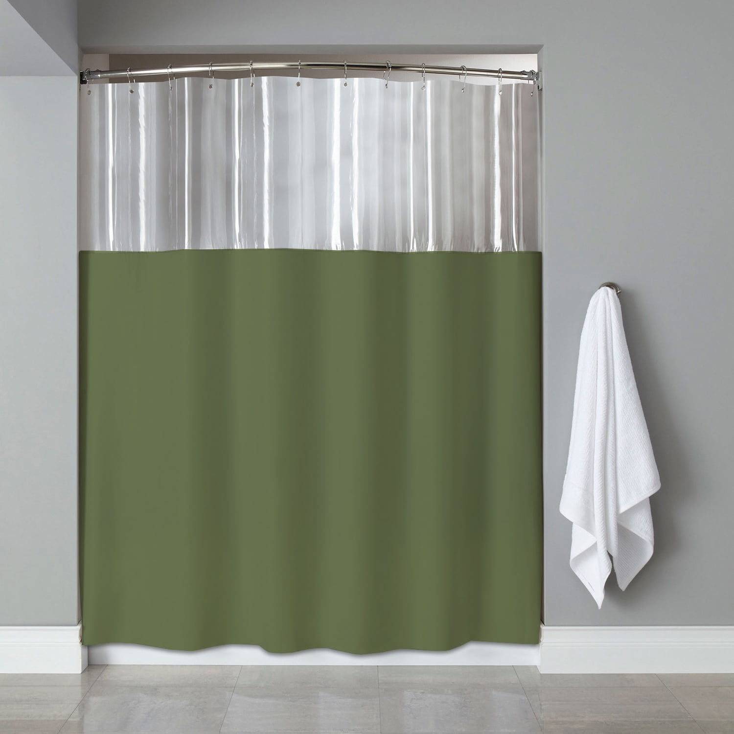 72" x 84" Sage Green Carnation Home Fashions Extra Long 5-gauge Shower Liner 