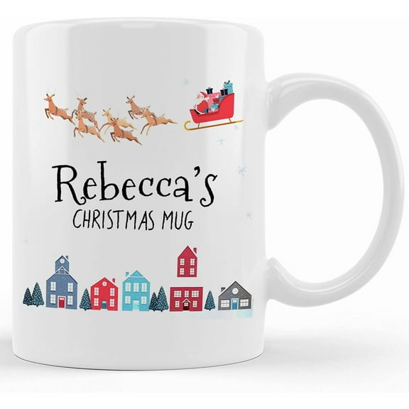 Christmas Mug, Personalised, Christmas Gift, Santa Sleigh, Christmas Mugs, Winter Mug, Holiday Mug, Gifts For Her, Christmas Gifts, Mg1s, Ceramic Novelty Coffee Mug, Tea Cup, Gift Presen