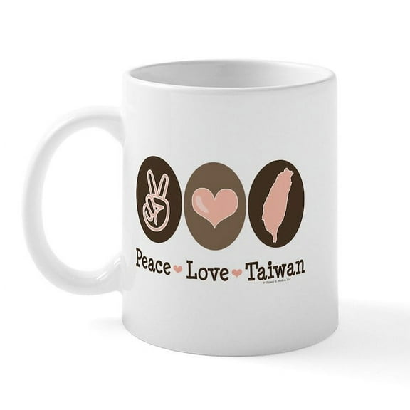 CafePress - Peace Love Taiwan Mug - 11 oz Ceramic Mug - Novelty Coffee Tea Cup