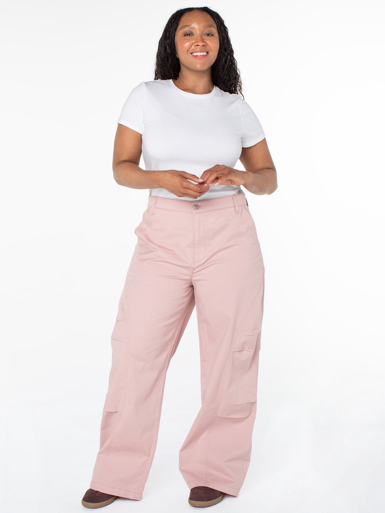 Celebrity Pink Women's and Women's Plus Wide Leg Cargo Pants, Sizes XS-4X