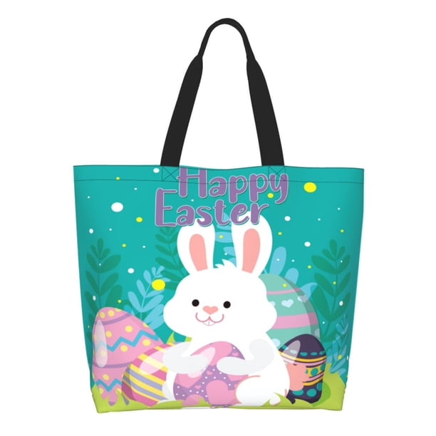 Easygdp Happy easter Bolsas Tote para Mujer, Bolsos de Hombro para Viaje, Bolsos de Mano de Gran Capacidad para Compras y Trabajo