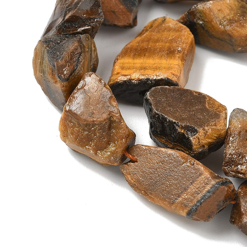 Raw Rough Natural Tiger Eye Beads Strands 6~24x7~16x4~10mm Hole: 1mm 25~38pcs/strand 15.35~15.94''(39~40.5cm)