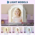 thumbnail image 3 of Juiluna Kids Vanity with Lighted Mirror & Stool, Little Girls Vanity with Adjustable LED Light, Bookshelf, Storage Drawer & Shelves for Girls 3-9, White/Pink/Purple, 3 of 7