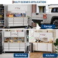 thumbnail image 3 of JustSmart 72" Tool Chest Rolling Workbench with 15 Drawers, 3 Cabinets & Wheels, Stainless Steel Garage Storage Cabinet, Rubber Wood Top, Locking System, Heavy Duty Mobile Tool Box Cart, 3 of 17