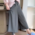thumbnail image 3 of Women's Wide Leg Capri Culottes, High-Waisted Casual Flowy Skirt Pants, Summer Fashion Lightweight Trousers with Pockets, 3 of 4