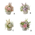 thumbnail image 3 of yingyy Artificial Flowers Ceramic Vase Nordic Style Faux Rose Fake Rope Home Decor Planter Container for Wedding Rose white, 3 of 6