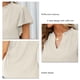 thumbnail image 5 of Camisa con ojales para mujer, volantes, manga corta, ribete con volantes, cuello en V, Color puro, camisa para mujer, Top para primavera y verano, amarillo, L, 5 of 6