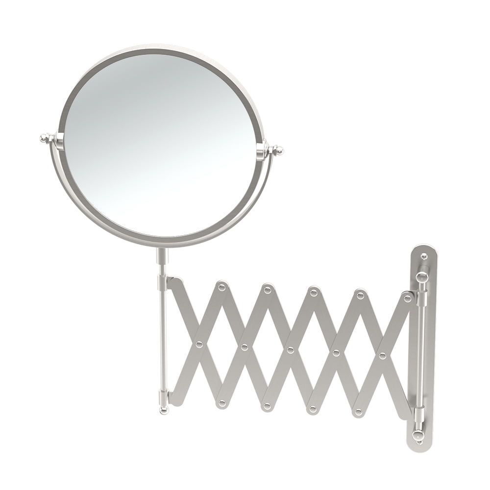 Accordian Arm 3x Magnifying Wall Mount Mirror, Satin Nickel