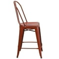 thumbnail image 3 of 24'' High Distressed Kelly Red Metal Indoor-Outdoor Counter Height Stool with Back, 3 of 9