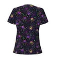 thumbnail image 3 of Goofa Multi-colored Spiders Pattern Womens Deep V Neck Low Cut Tops Casual Summer Short Sleeve Ribbed Knit T-Shirts-Medium, 3 of 5