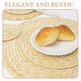 thumbnail image 5 of DRAFIDEEP 1Pack Wheat Straw Round Placemat Heat Resistant Tableware Cushion 14.15in Yellow, 5 of 8