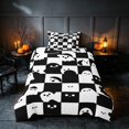 thumbnail image 2 of Homewish Halloween Ghost Twin Duvet Cover, Spooky Animal Checkered Twin Bedding, Black White, Black Reversible 2pcs, 1 Duvet Cover and 1 Pillowcase, 2 of 7