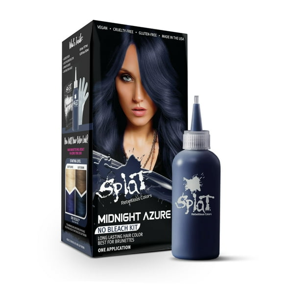 Splat Midnight Azure Semi-Permanent Blue Hair Color Kit No Bleach Vegan Cruelty Free