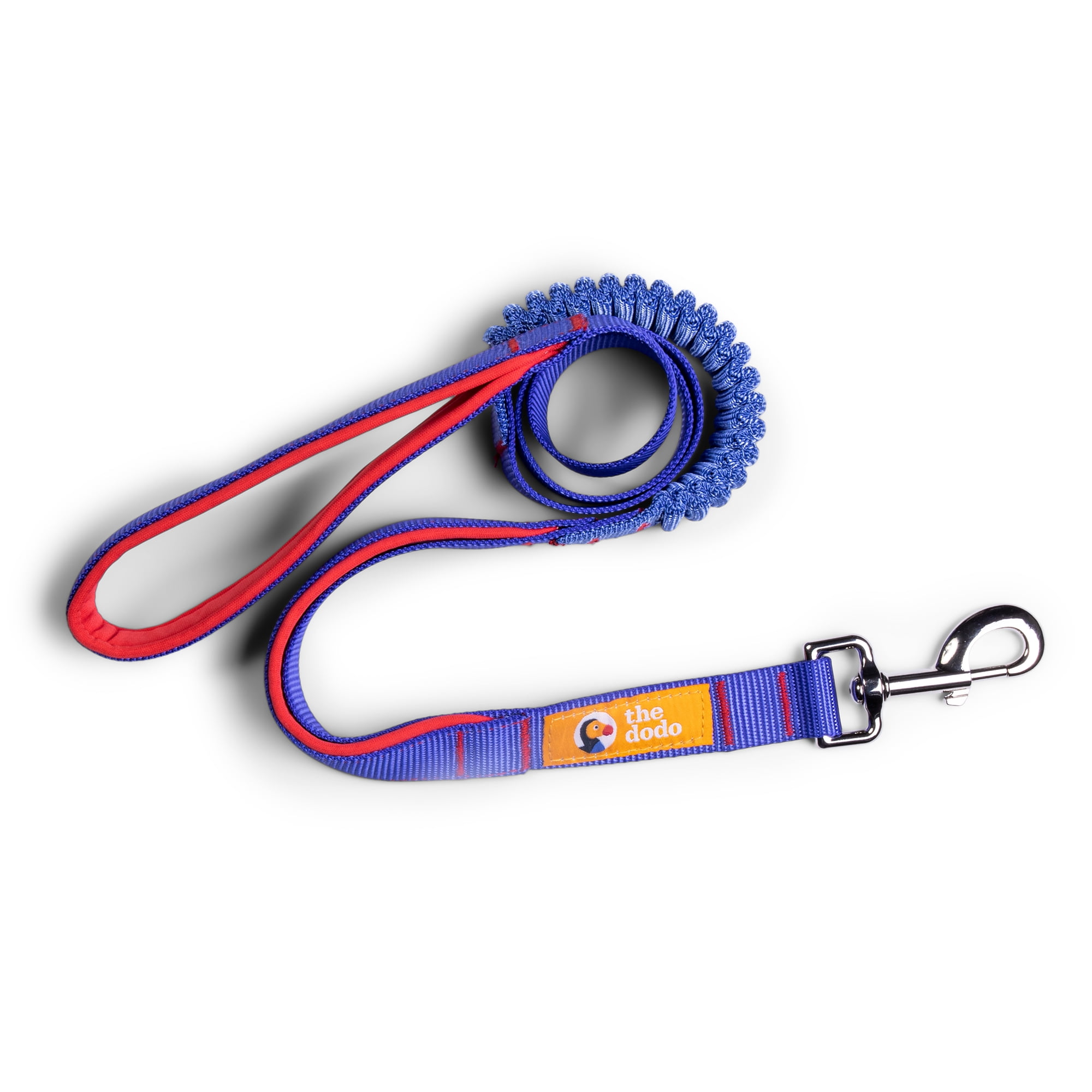 The Dodo Strain-Relieving, Bungee Dog Leash with Secondary Handle, 48” Blue