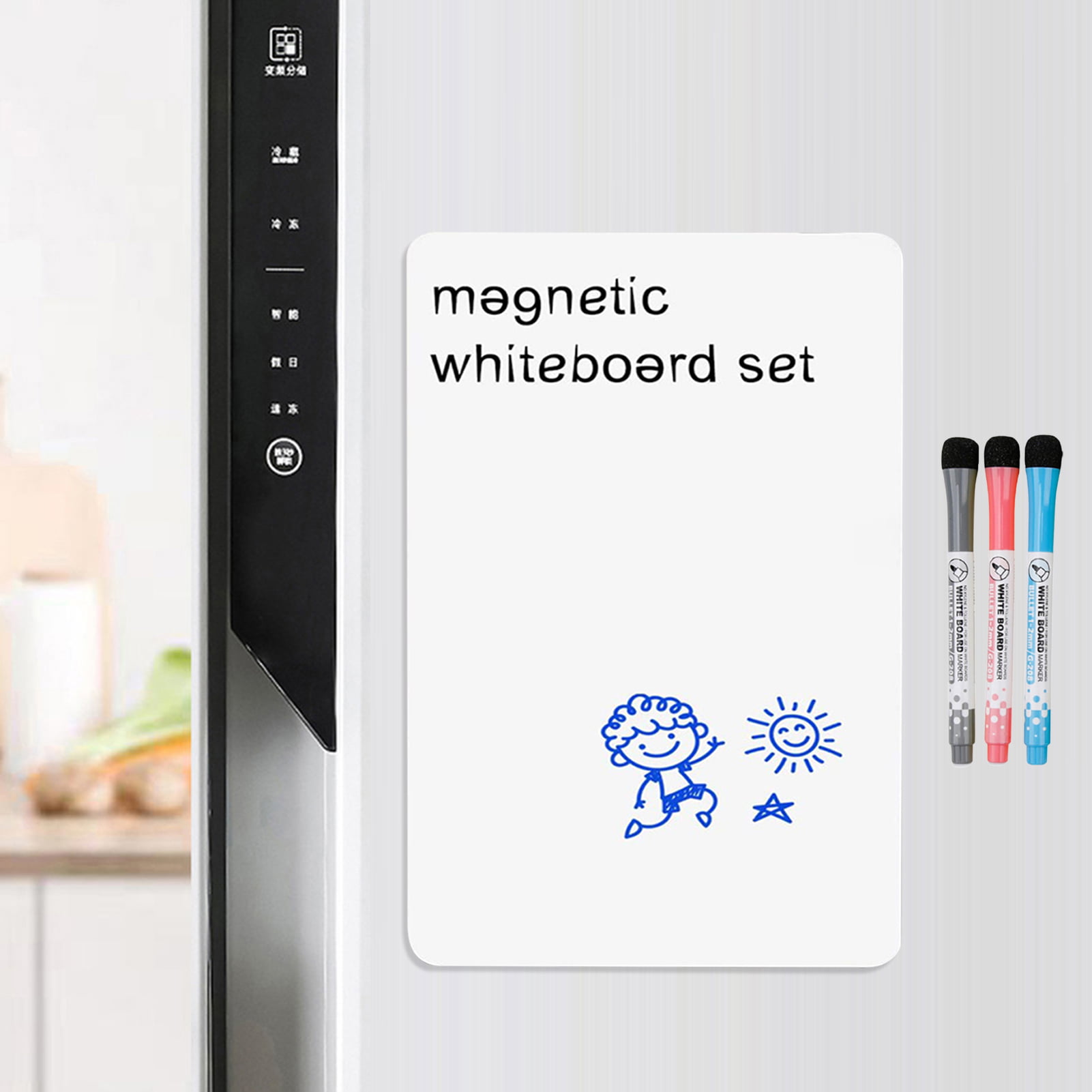 Magnetic Whiteboard for Home and Office Use - Set of Erasable Dry Erase White  Board with Markers for Recording Notes, Reminders, and Messages in Soft A3  and A4 Sizes