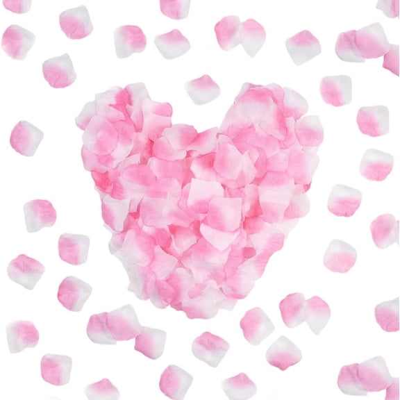 1000Pcs  Pink Flower Petals Rose Petals Confetti Valentines Day White Artificial Fabric Reusable Rose Basket Aisle Table Centerpieces Ornament for Romantic Night Anniversary Party Decor