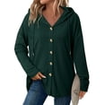 thumbnail image 7 of Kukoosong Women's Casual Jacket, Fashion Solid Color Long Sleeve Button Down Jacket, Hooded Button-Up V-Neck Sweater Coat, 7 of 7