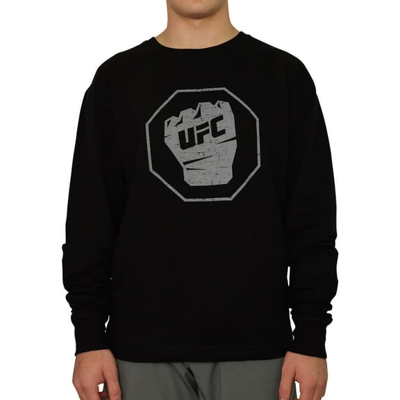 UFC Mens Distressed Fist Inside Logo Sweatshirt, Black, Medium