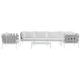 thumbnail image 4 of Modway Harmony 7 Piece Outdoor Patio Aluminum Sectional Sofa Set in White White, 4 of 8