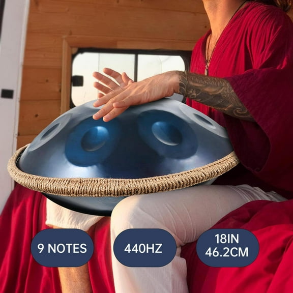 Outdoor 9-Note G Minor Handpan Drum, 18 Inch Steel Hand Drum for Beginners, Yoga, Relaxation