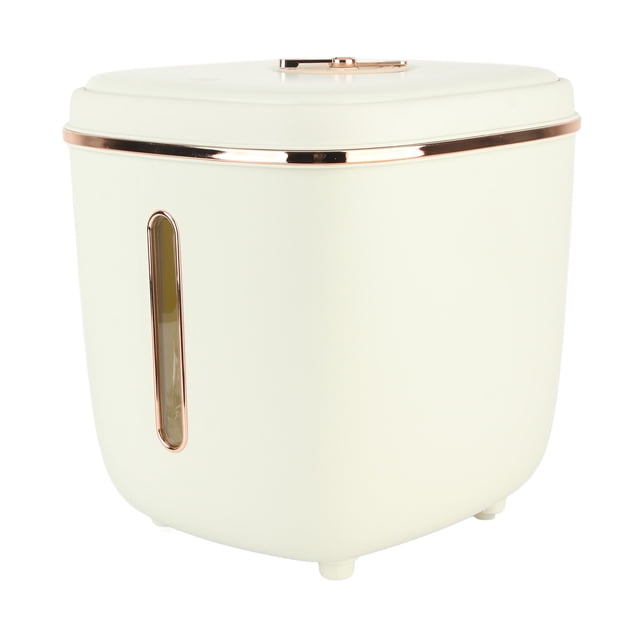 Contenedor de arroz con cilindro medidor, gran capacidad, sellado, tipo prensa, para cocina doméstica, 11 kg, color blanco