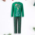 thumbnail image 2 of Traje de diario casual con patrón de árbol de Navidad de cuello redondo familiar Traje de pantalón largo verde FLhrweasw Para estrenar, 2 of 7
