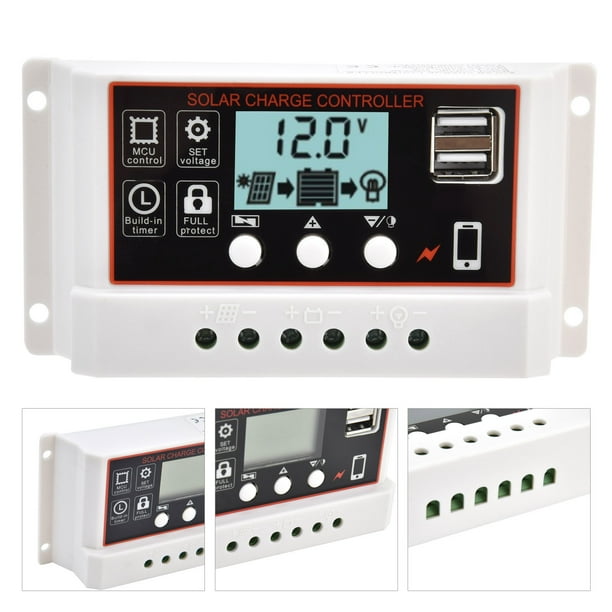 Controlador De Panel Solar, Controlador Solar PWM Controlador Solar De Carga Y Descarga Controlador De Panel Solar 12V/24V Para Comercio Para Industria