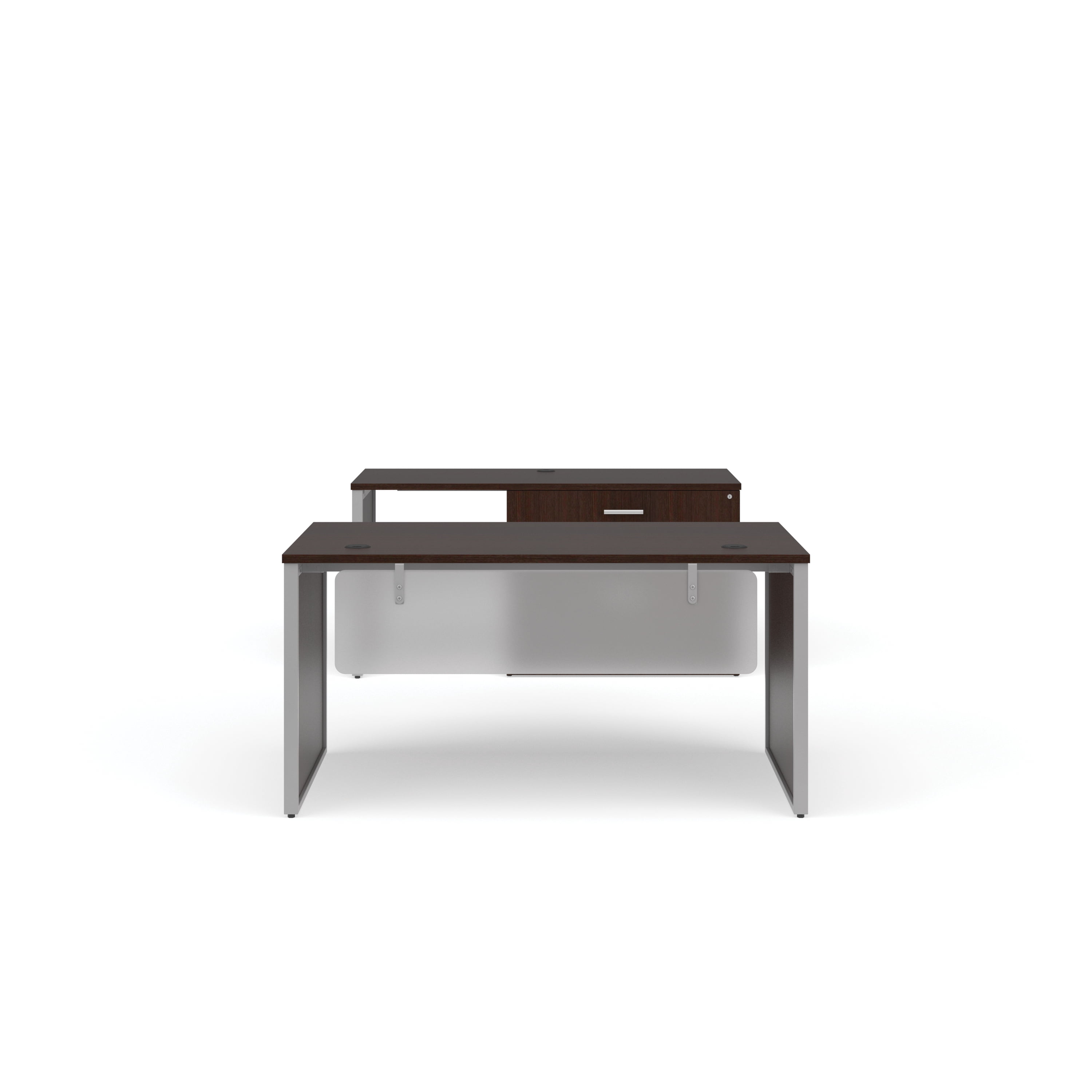 OFM Fulcrum Series Office Furniture Set, 60" Table Desk, 60" Credenza, Lateral Filing Cabinet, Modesty Panel, Leg Panels, in White