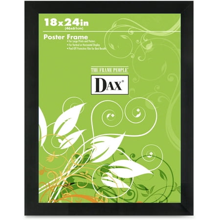 DAX Flat Face Wood Poster Frame, Clear Plastic Window, 18 x 24, Black