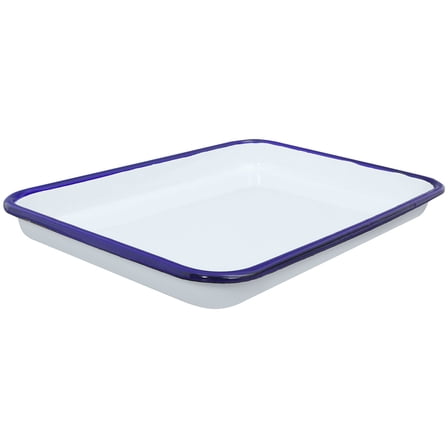 GOOHOCHY Enamel Baking Tray White Rectangular 1Pack 10.8X7.7X1In