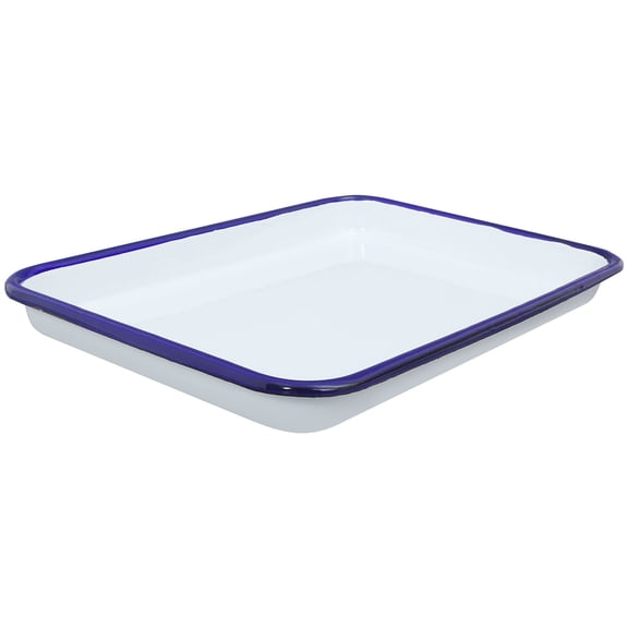 GOOHOCHY Enamel Baking Tray White Rectangular 1Pack 10.8X7.7X1In
